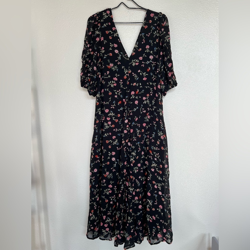 GANNI Georgette floral cottage core midi dress